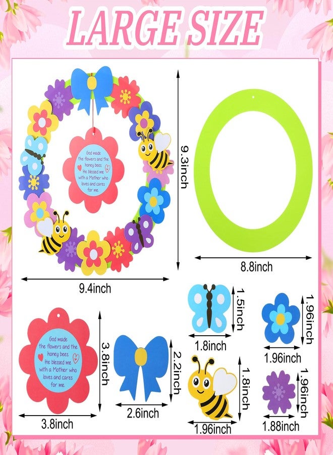 Qilery 24 Sets Jumbo Mother's Day Craft 10.63 Inch Mother's Day DIY Flower Wreath for Mom with Butterfly Honey Bees Paper Wreaths Christian Home Activities - Image 2
